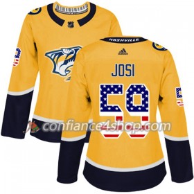 Adidas Maillot de Hockey Nashville Predators Roman Josi 59 2017-2018 Or USA Flag Fashion Authentic - Femme